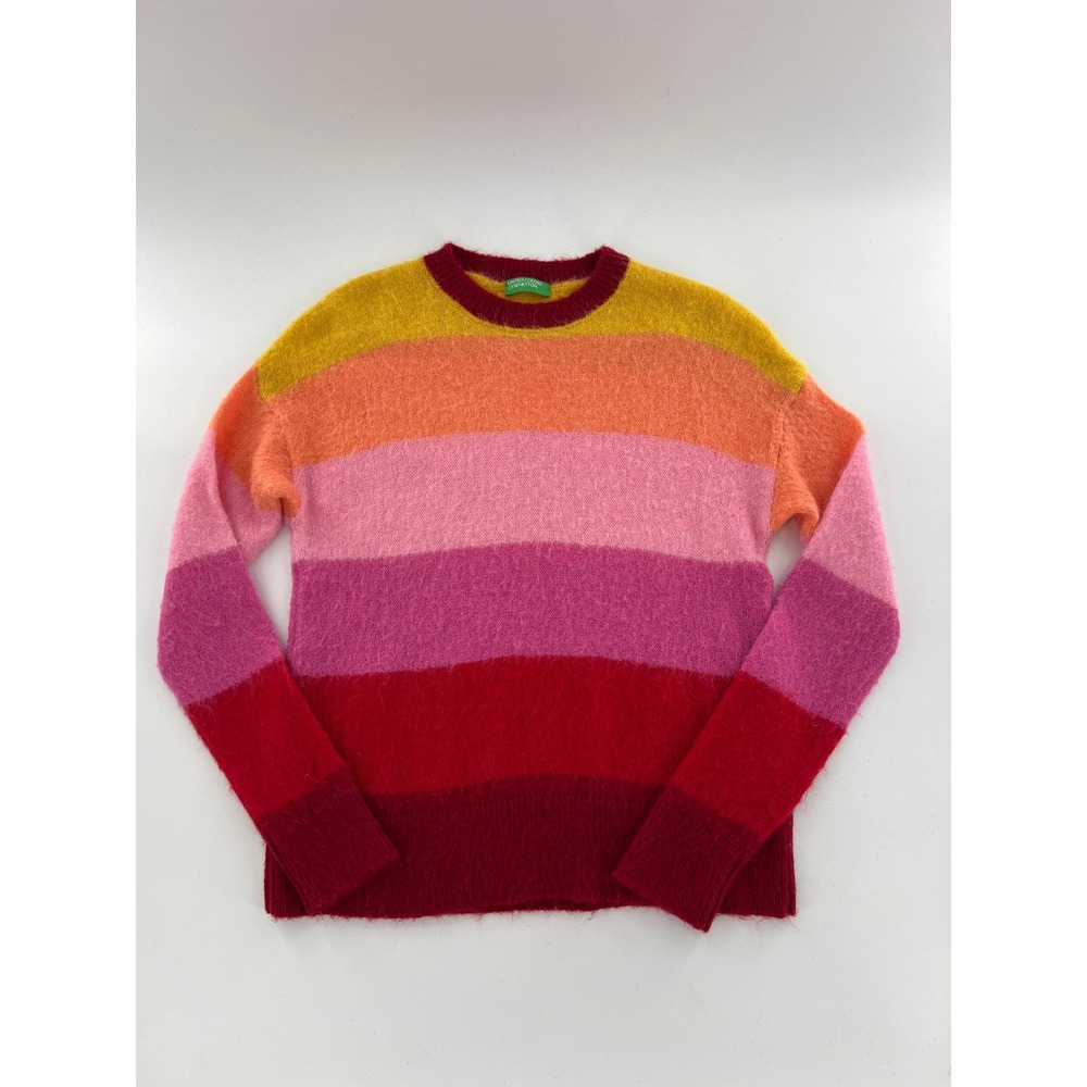 United Colors of Benetton Alpaca Blend Striped Crewneck Sweater Dopamine - Picture 8 of 8